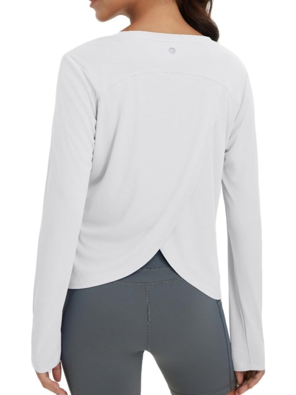 Women's Long Sleeve Workout Top - Split Back Running Shirt for Activewear